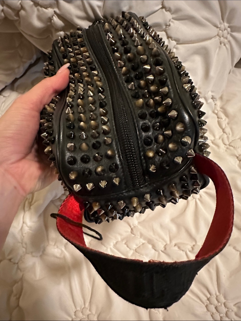 Black Studded Louboutin make up pouch - Picture 7 of 8